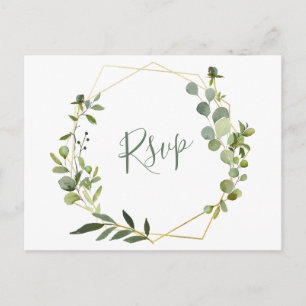 Modern Eucalyptus Geometric Ram Bröllop OSA Vykort