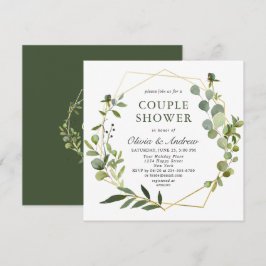 Modern Eucalyptus Geometric Ram COUPLE SHOWER Inbjudningar