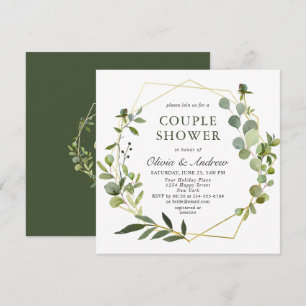 Modern Eucalyptus Geometric Ram COUPLE SHOWER Inbjudningar