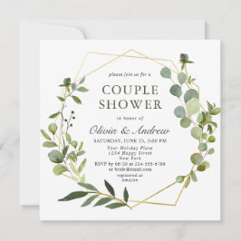 Modern Eucalyptus Geometric Ram COUPLE SHOWER Inbjudningar
