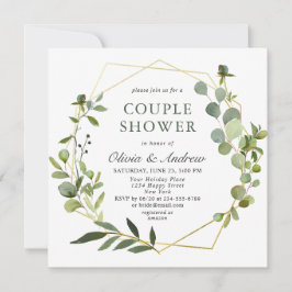 Modern Eucalyptus Geometric Ram COUPLE SHOWER Inbjudningar