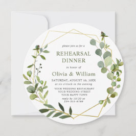 Modern Eucalyptus Geometric Ram REHEARSAL DINNER Inbjudningar