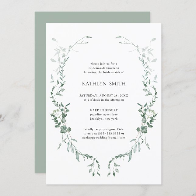 Modern Eucalyptus Greenery Bridesmaids Luncheon Inbjudningar (Skapare uppladdad)