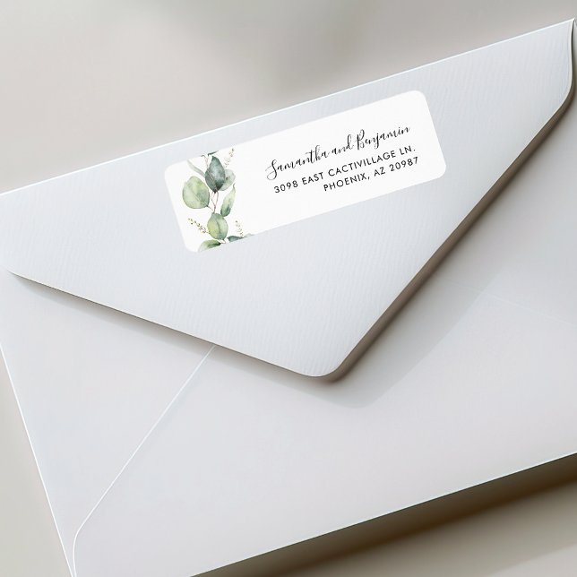 Modern Eucalyptus Greenery Bröllop Returadress Returadress Etikett (Modern Eucalyptus Greenery Wedding Return Address Label)