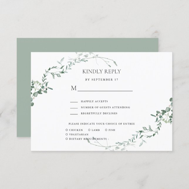 Modern Eucalyptus Greenery Elegant Garden Wedding OSA Kort (Skapare uppladdad)