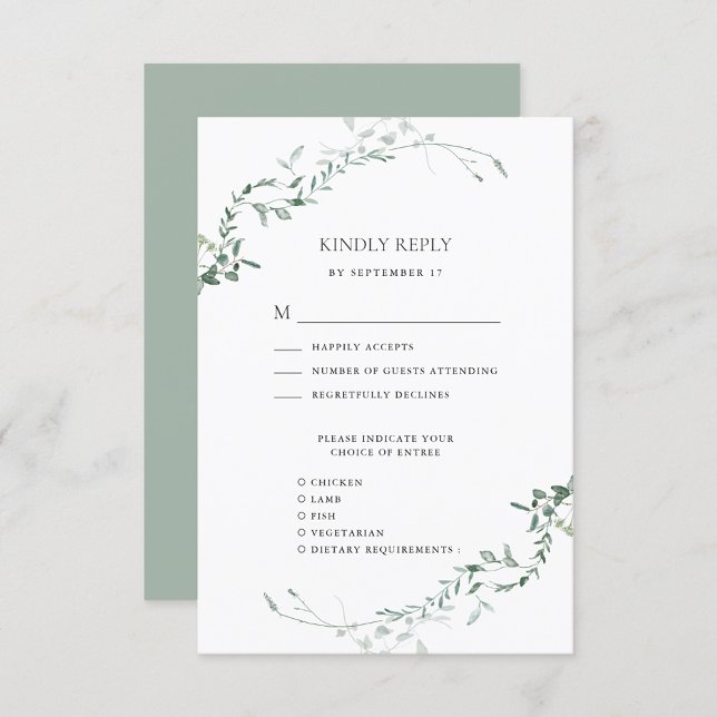 Modern Eucalyptus Greenery Elegant Garden Wedding OSA Kort (Skapare uppladdad)