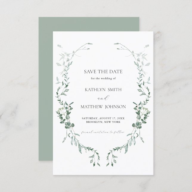 Modern Eucalyptus Greenery Elegant Garden Wedding Spara Datumet (Skapare uppladdad)