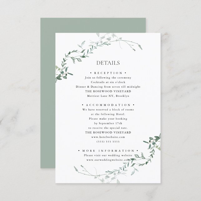 Modern Eucalyptus Greenery Elegant Garden Wedding Tilläggskort (Skapare uppladdad)
