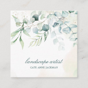 Modern Eucalyptus Greenery Elegant Rustic Fyrkantigt Visitkort