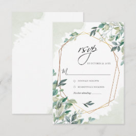 Modern Eucalyptus Greenery Guld Geometric Bröllop OSA Kort