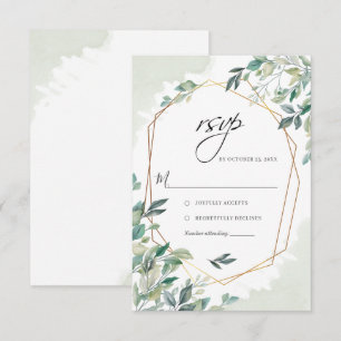 Modern Eucalyptus Greenery Guld Geometric Bröllop OSA Kort