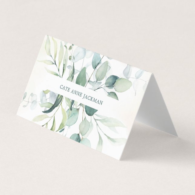 Modern Eucalyptus Greenery QR Code Elegant Visitkort (Framsida)