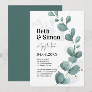 Modern Eucalyptus Greenery Watercolor Bröllop Inbjudningar