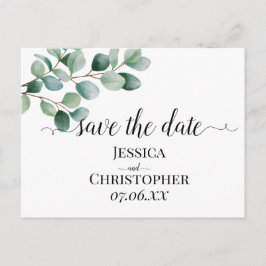Modern Eucalyptus Greenery Wedding Meddelande Vykort