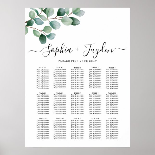 Modern Eucalyptus Greenery Wedding Poster (Framsidan)