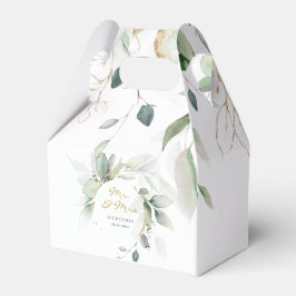 Modern Eucalyptus Grönska Guld Herr & Fru Presentaskar
