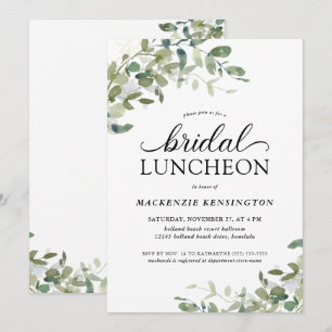 Modern Eucalyptus Grönt Möhippa Luncheon Inbjudningar
