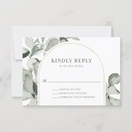 Modern Eucalyptus Guld Arch Bröllop OSA Kort