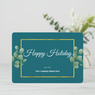 Modern Eucalyptus guld ram Business Holiday  Julkort