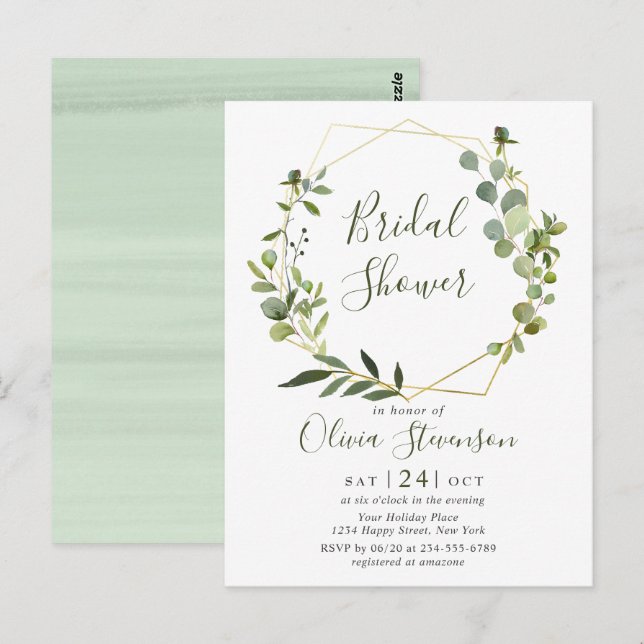 Modern Eucalyptus Inbjudningskort för möhippan-kor (Fram/baksida)