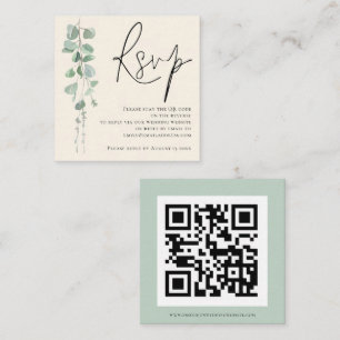 Modern Eucalyptus Ivory Sage QR Bröllop OSA Tilläggskort