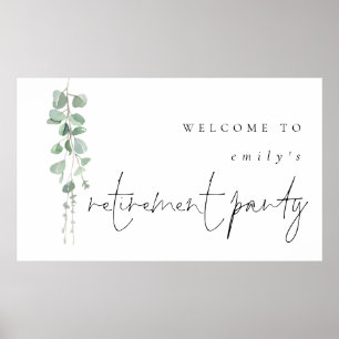 Modern Eucalyptus Namn Välkommen Pension Party Poster