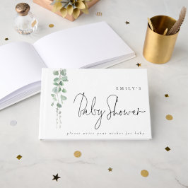 Modern Eucalyptus Önskemål for Baby Shower Gästböcker