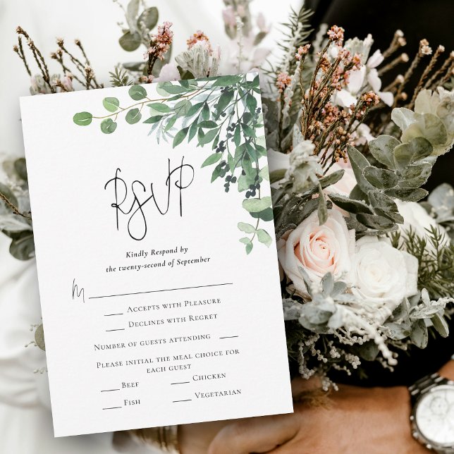 Modern Eucalyptus OSA kort (Modern Eucalyptus RSVP Card)