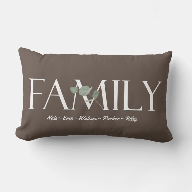Modern Eucalyptus Personlig Family Namn Lumbarkudde (Framsida)