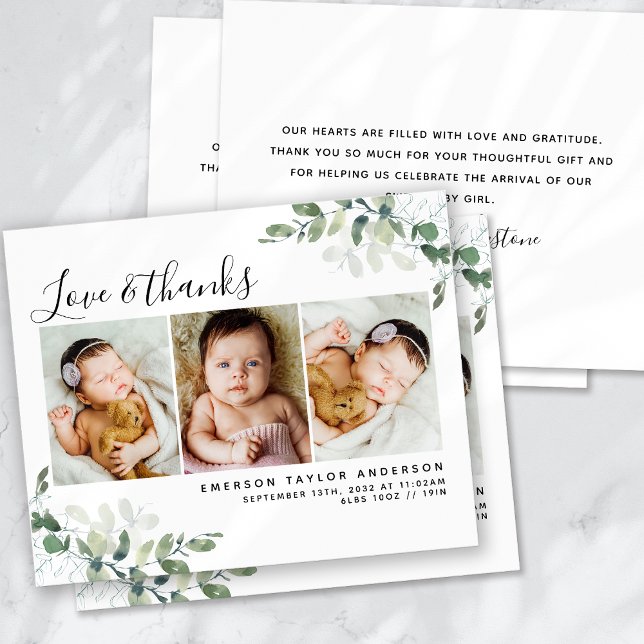 Modern Eucalyptus Photo Baby - tack, ditt kort (Skapare uppladdad)