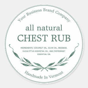 Modern Eucalyptus Rub Salve Ointment-etikett Runt Klistermärke