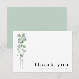 Modern Eucalyptus Sage Namn Bröllop Tack Anteckningskort