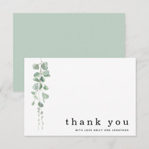 Modern Eucalyptus Sage Namn Bröllop Tack Anteckningskort