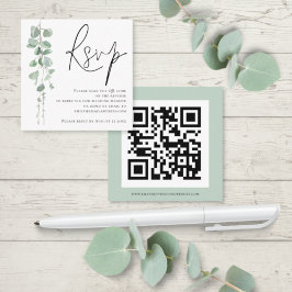 Modern Eucalyptus Script QR-Bröllop OSA Tilläggskort