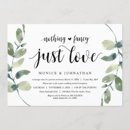 Modern Eucalyptus, Svart, Bröllop Elopement Party Inbjudningar