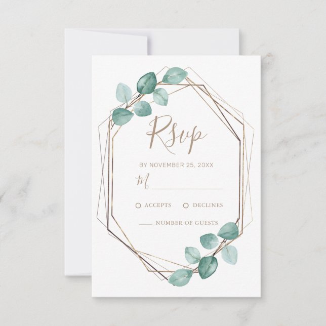 Modern Eucalyptus Watercolor Coffee-skript Bröllop OSA Kort (Framsida)