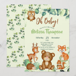 Modern Eucalyptus Woodland Animals Forest Friends Inbjudningar