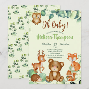 Modern Eucalyptus Woodland Animals Forest Friends Inbjudningar