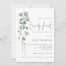 Modern eukalyptus 21:a födelsedagen Party Inbjudningar