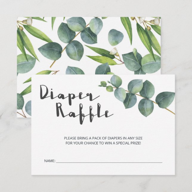 Modern eukalyptus Baby Shower Diaper Raffle Tilläggskort (Fram/baksida)
