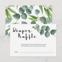 Modern eukalyptus Baby Shower Diaper Raffle