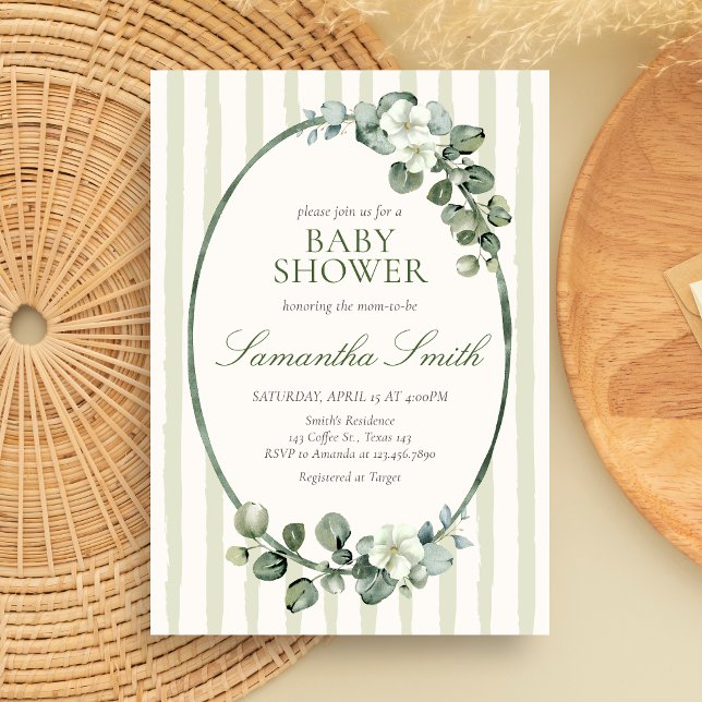 Modern Eukalyptus Baby Shower Inbjudningar (Skapare uppladdad)
