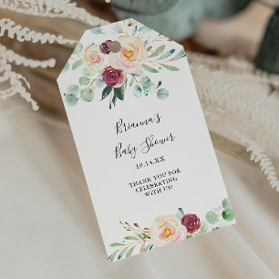 Modern Eukalyptus Blommig Bebis Shower Presentetikett