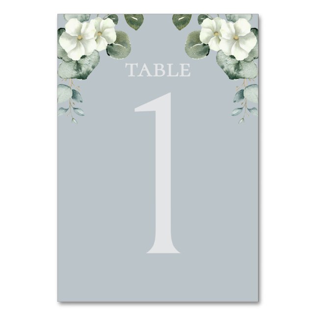 Modern eukalyptus Design Bröllop Bordsnummer (Framsidan)