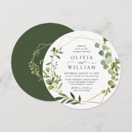Modern Eukalyptus Geometrisk Ram PAR DUSCH Inbjudningar