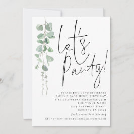 Modern eukalyptus gör att Party kan bli födelsedag Inbjudningar