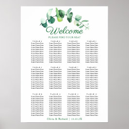 Modern Eukalyptus Grönska Bröllopsställningsdiagra Poster
