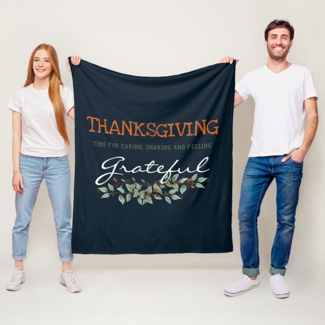 Modern eukalyptus känner tacksam Thanksgiving Fleecefilt (På plats)