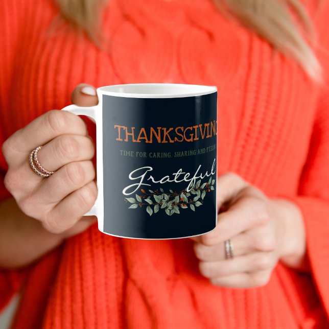 Modern eukalyptus känner tacksam Thanksgiving Kaffemugg (Skapare uppladdad)