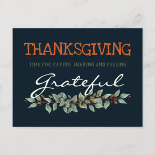 Modern eukalyptus känner tacksam Thanksgiving Vykort